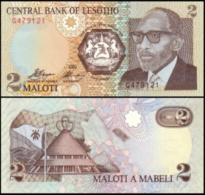 bankbiljetten / 009a / Lesotho / 2 Maloti / 1989 / Unc