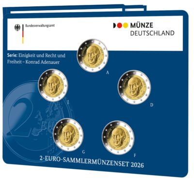 Euromunten / Duitsland / 2026 / Konrad Adenauer / JGFDA / 2 Euro / Bu Blister