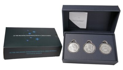 Euromunten / Italie / 2025 / 3 x 3 Euro / Fdc / De Drie Religies Onder De Romeinse Hemel / Zilver 0.925