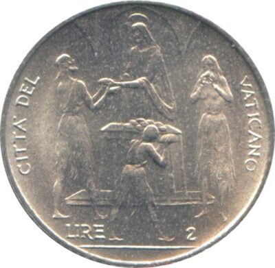 Worldcoins / Km 101 / Vatican City / Vaticaanstad / 2 Lire / 1968 / Unc