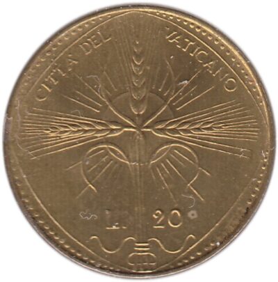 Worldcoins / Km 104 / Vatican City / Vaticaanstad / 20 Lire / 1968 / Unc