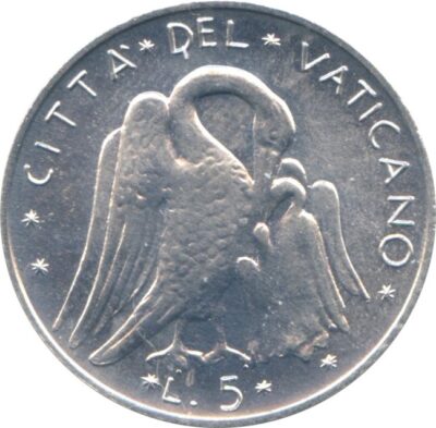 Worldcoins / Km 118 / Vatican City / Vaticaanstad / 5 Lire / 1975 / Unc