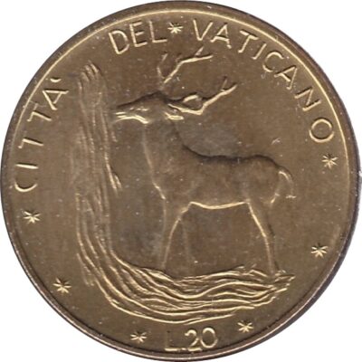 Worldcoins / Km 120 / Vatican City / Vaticaanstad / 20 Lire / 1975 / Unc