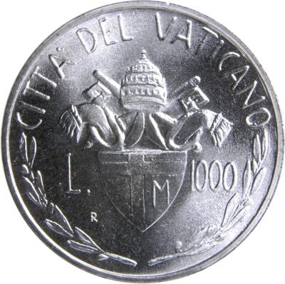 Worldcoins / Km 167 / Vatican City / Vaticaanstad / 1000 Lire / 1982 / Unc / Zilver 0.835
