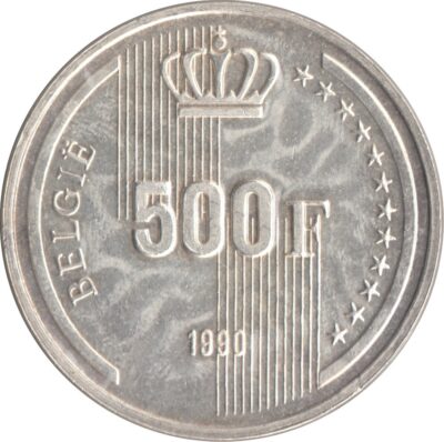 Worldcoins / Km 178 / Belgium / Belgie / 1990 / 500 Francs / Proof / Belgie / Zilver 0.833