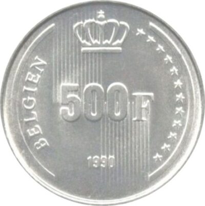 Worldcoins / Km 180 / Belgium / Belgie / 1990 / 500 Francs / Proof / Belgien / Zilver 0.833