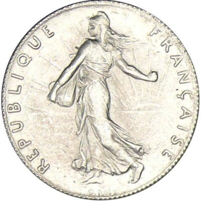 Worldcoins / Km 854 / France / Frankrijk / 50 Centimes / 1908 / Fr / Zilver 0.835