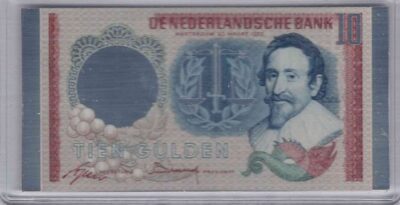 bankbiljetten / Netherlands / Nederland / 10 Gulden / Miniatuur / Hugo De Groot / Zilver 0.999