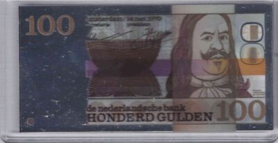 bankbiljetten / Netherlands / Nederland / 100 Gulden / Miniatuur / Michiel De Ruyter / Zilver 0.999