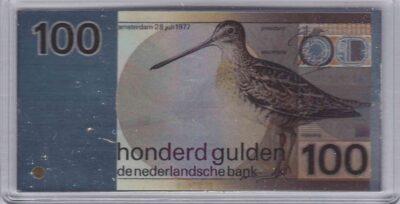 bankbiljetten / Netherlands / Nederland / 100 Gulden / Miniatuur / Snip / Zilver 0.999