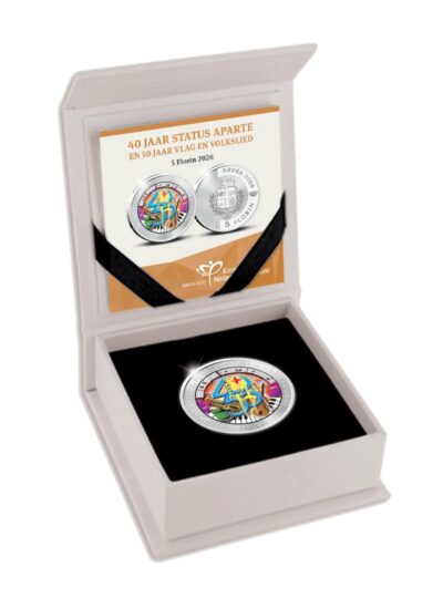 Worldcoins / Aruba / 2026 / 5 Florin / 40 Jaar Status Aparte En 50 Jaar Vlag En Volkslied / Proof / Zilver 0.925
