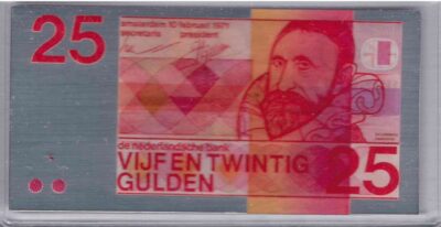 bankbiljetten / Netherlands / Nederland / 25 Gulden / Miniatuur / Sweelinck / Zilver 0.999
