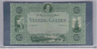 bankbiljetten / Netherlands / Nederland / 40 Gulden / Miniatuur / Prins Maurits / Zilver 0.999