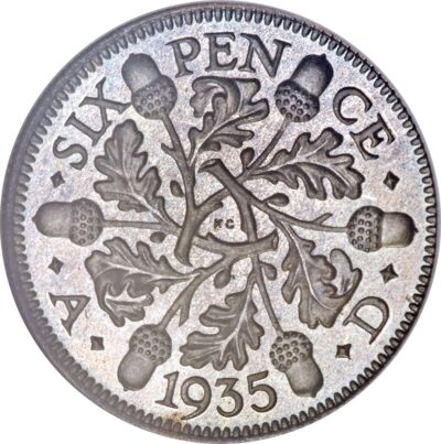 Worldcoins / Km 832 / Great Britain / Groot-Brittannie / 6 Pence / 1933 / Zf+ / Zilver 0.500