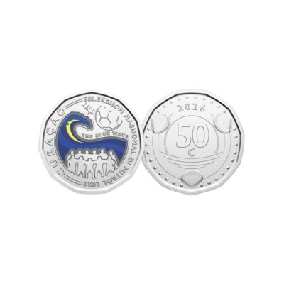Worldcoins / Km New / Curacao / 50 Cent / 2026 / Unc / Blue Wave