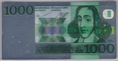 bankbiljetten / Netherlands / Nederland / 1000 Gulden / Miniatuur / Spinoza / Zilver 0.999