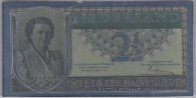 bankbiljetten / Netherlands / Nederland / 2.50 Gulden / Miniatuur / Juliana / Zilver 0.999