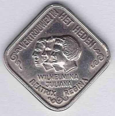 Penning / Vierkant / 5 Cent / 1980 / Beatrix, Juliana, Wilhelmina / Vertrouwen In Het Heden