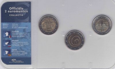 Euromunten / Officiële Collectie KNM / 2 Euro / Unc / Spanje 2013 El Escorial / Slovenie 2013 Postonjna / Frankrijk 2013 Elysee