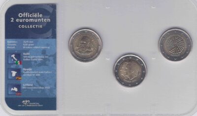 Euromunten / Officiële Collectie KNM / 2 Euro / Unc / Spanje 2014 Dubbel Portret / Letland 2015 Voorzitter EU / Italie 2014 Galileo