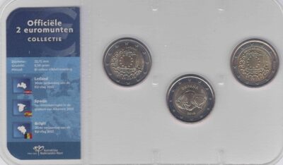 Euromunten / Officiële Collectie KNM / 2 Euro / Unc / Spanje 2015 Altamira / Letland 2015 Vlag / Belgie 2015 Vlag