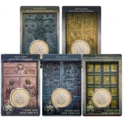 Coincards / Vaticaan / 2025 / 1 Euro / Coincard Nr 5 t/m 9 / De Heilige Deuren