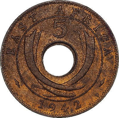 Worldcoins / Km 025.1 / East Africa / 1941 I / 5 Cents / Zf