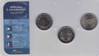 Euromunten / Officiële Collectie KNM / 2 Euro / Unc / Spanje 2022 Garajonay / Portugal 2022 Atlantische Oversteek / Estland 2022 Literaire Genoodschap
