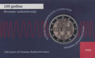 Euromunten / Kroatie / 2026 / 2 Euro / Coincard / 100 Jaar Kroatische Radio En Tv / Aankondiging
