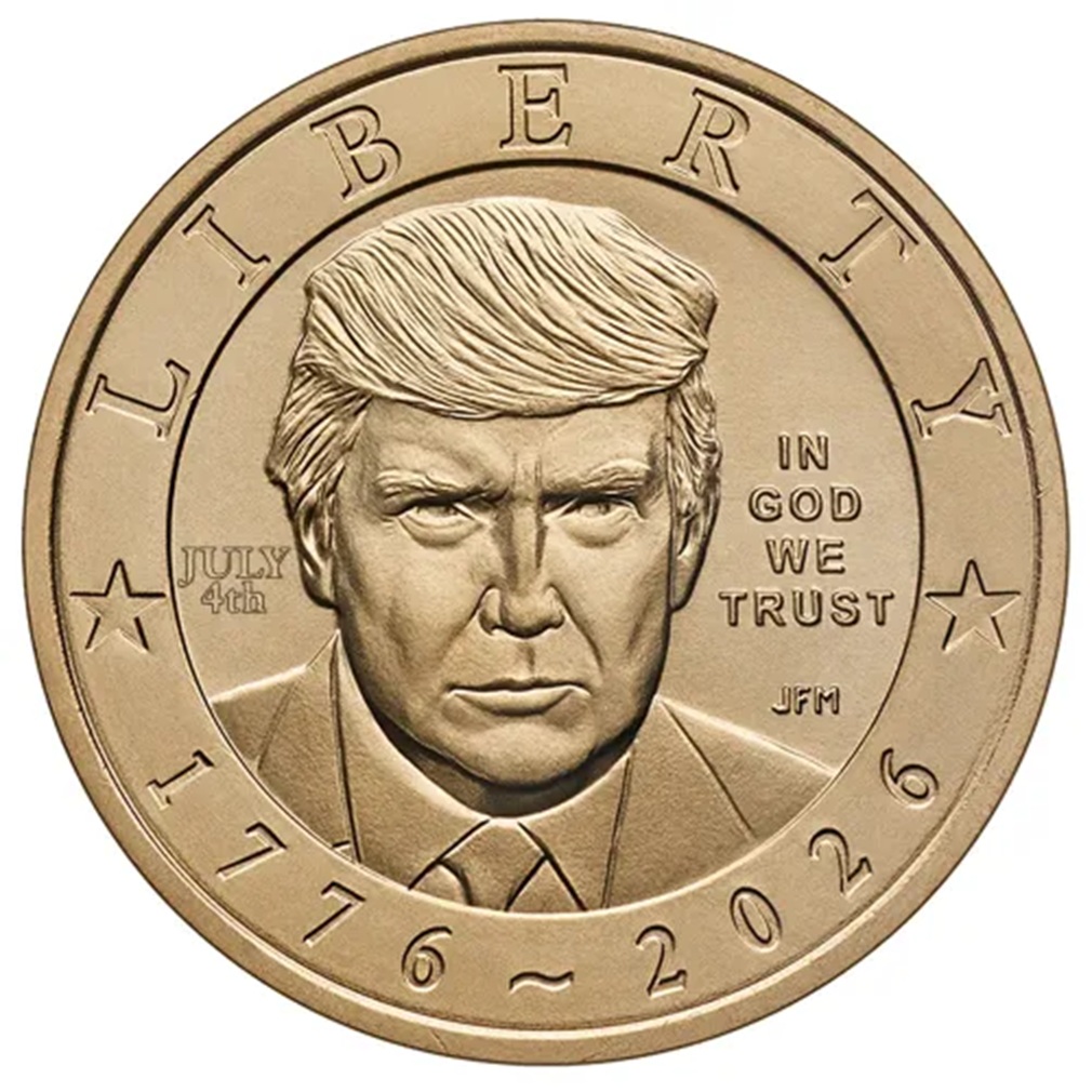 Worldcoins / Km New / United States of America / USA / 250 Jaar / 2026 P / One Dollar / Donald Trump / Unc / Aankondiging